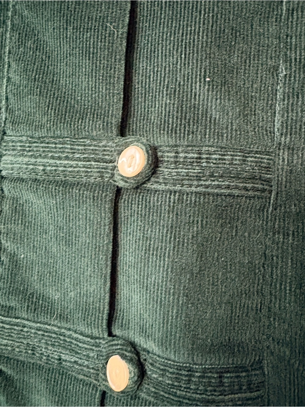 Vintage 90’s Emerald Green Corduroy Midi Long Sleeve Dress Pearl Buttons Size 16 - Picture 7 of 13